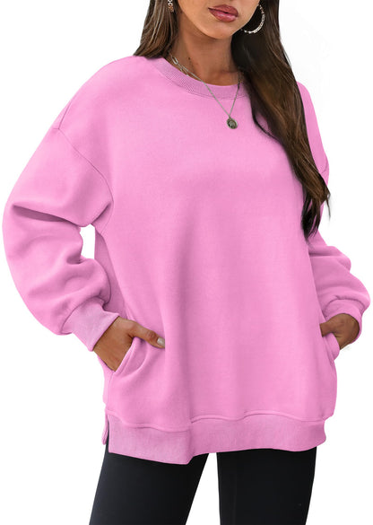 Maria® |Oversized sweatshirt med rund hals och fickor