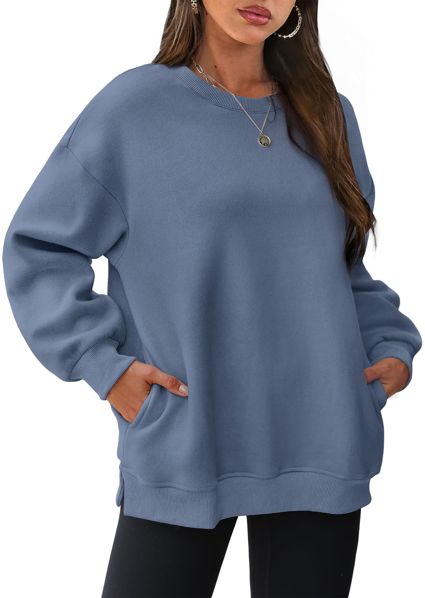 Maria® |Oversized sweatshirt med rund hals och fickor