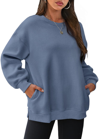 Maria® |Oversized sweatshirt med rund hals och fickor