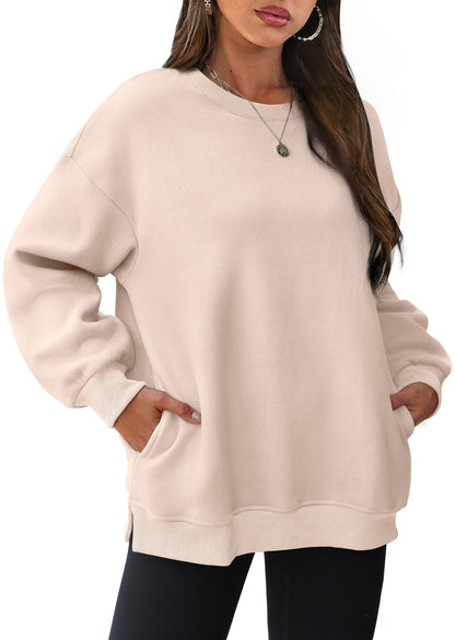 Maria® |Oversized sweatshirt med rund hals och fickor