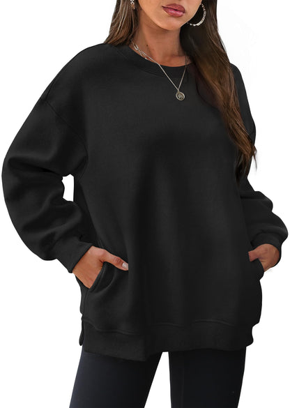 Maria® |Oversized sweatshirt med rund hals och fickor